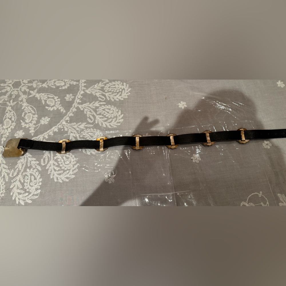 ❤️ RALPH LAUREN Black Leather Belt with Silver Accents - Picture 10 of 16